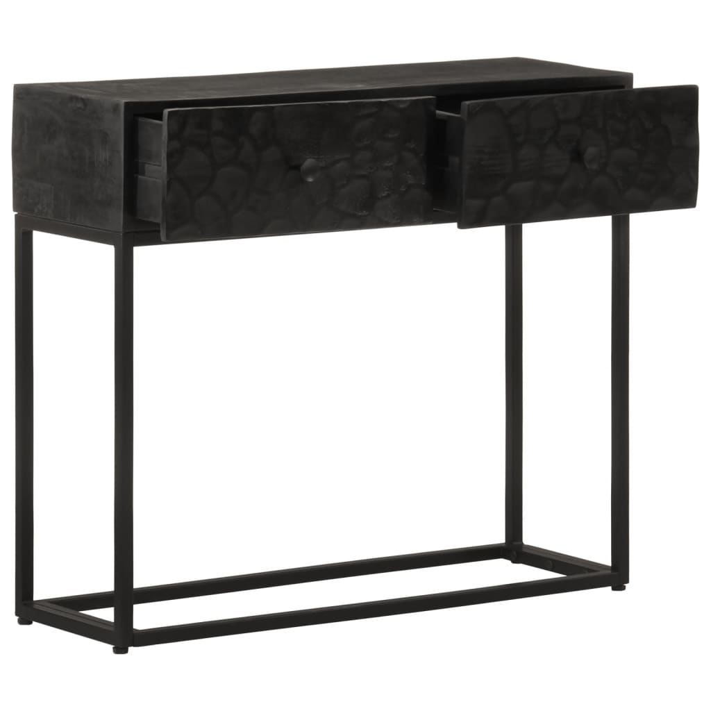 Konzolni stol crni 90 x 30 x 76 cm masivno drvo manga i željezo