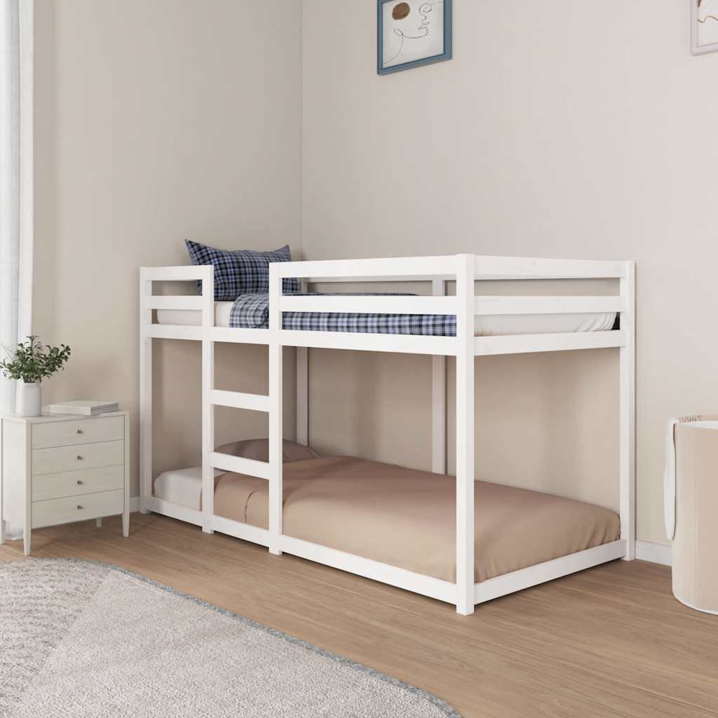 Krevet na kat bijeli 90 x 190 cm od masivne borovine