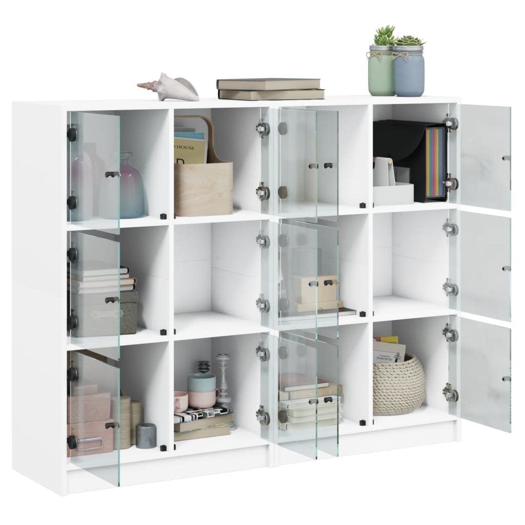 Regal za knjige s vratima bijeli 136 x 37 x 109 cm drveni