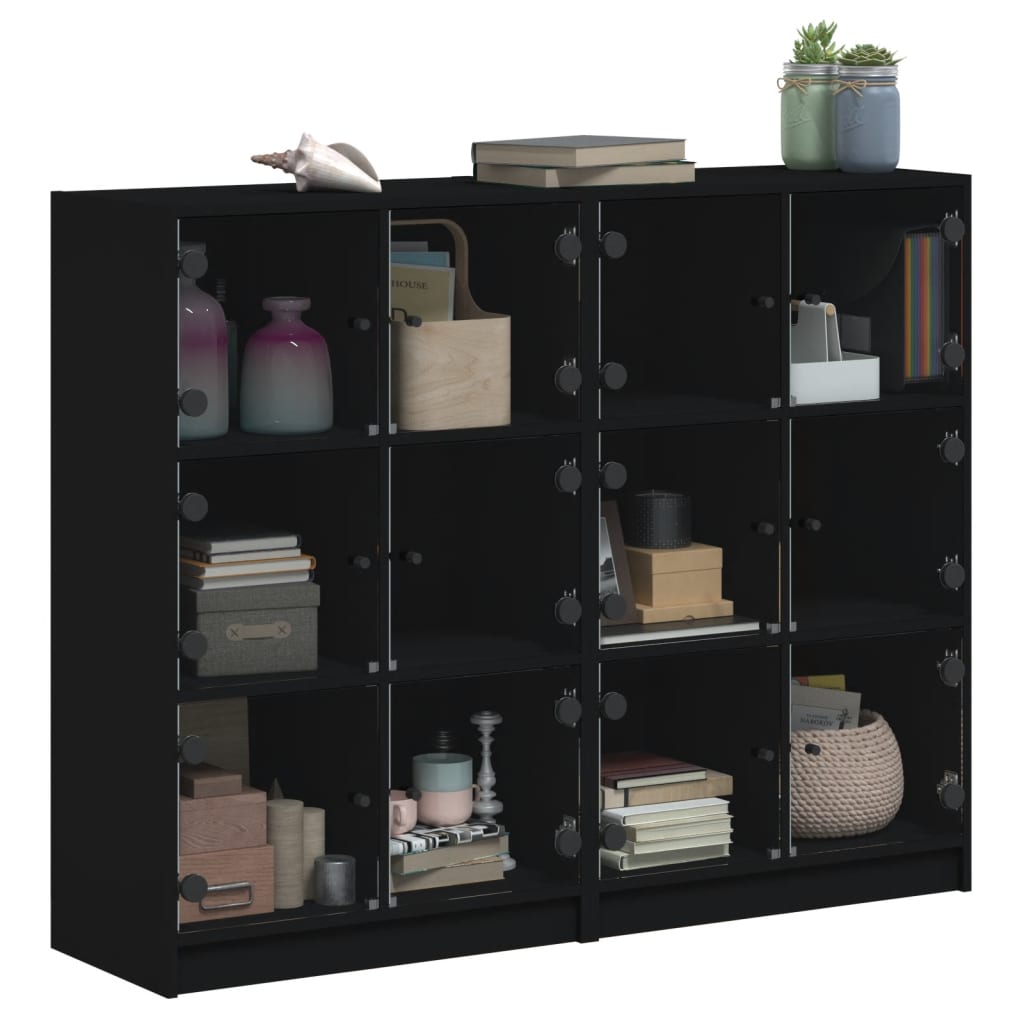 Regal za knjige s vratima crni 136x37x109 cm konstruirano drvo