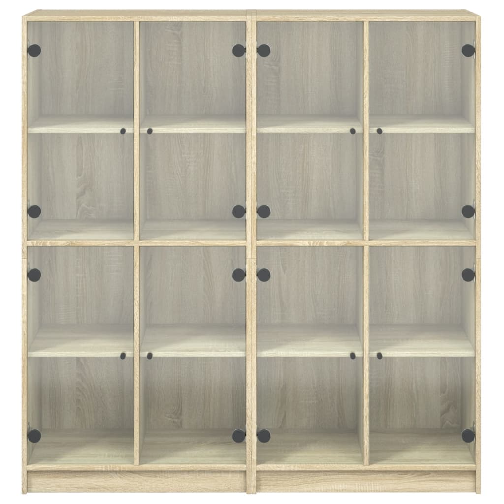 Regal za knjige s vratima boja hrasta 136x37x142 cm drveni