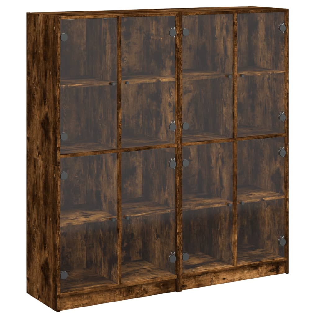 Regal za knjige s vratima boja hrasta 136x37x142 cm drveni