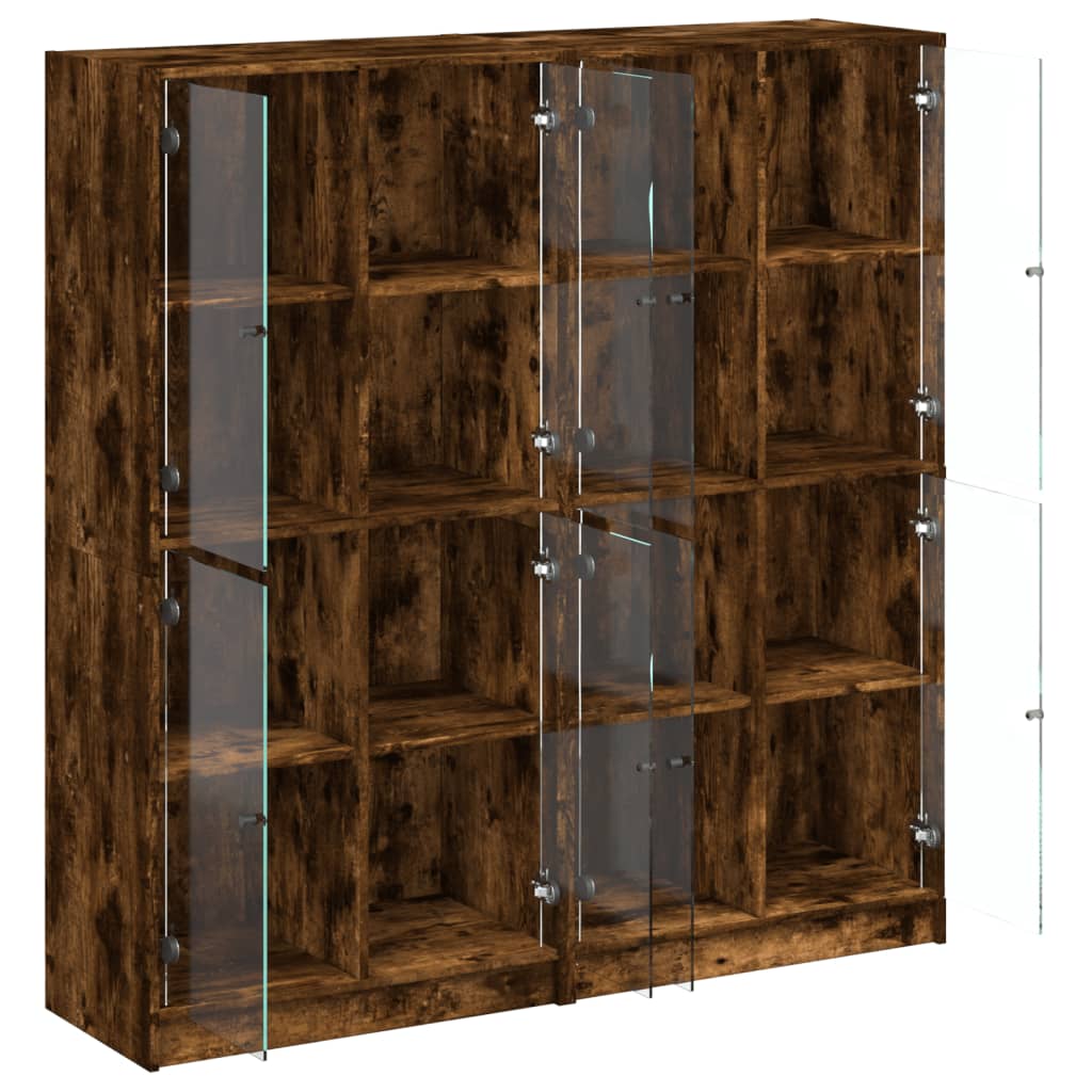 Regal za knjige s vratima boja hrasta 136x37x142 cm drveni