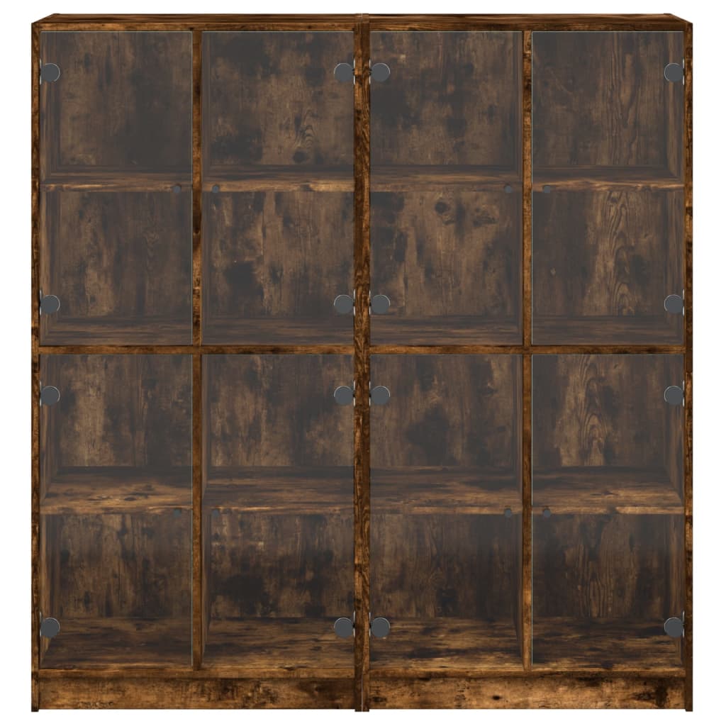 Regal za knjige s vratima boja hrasta 136x37x142 cm drveni