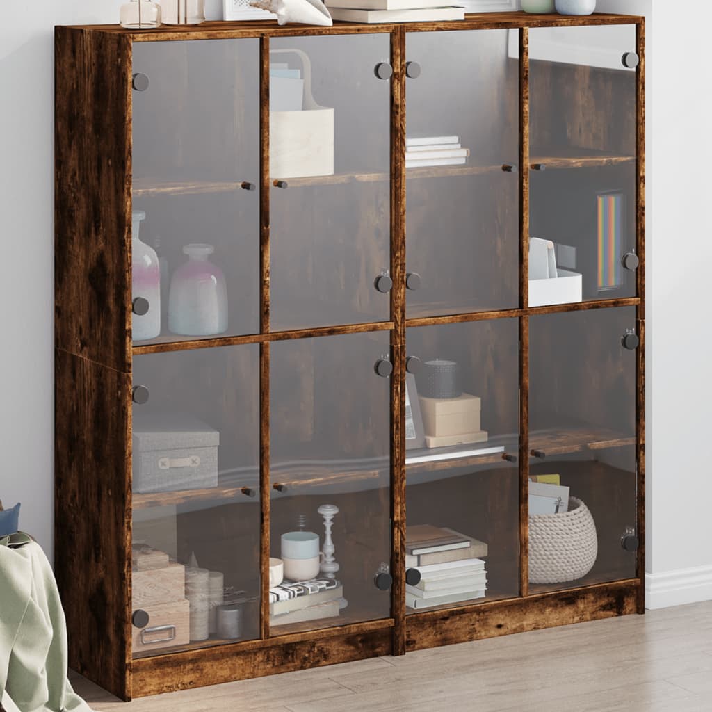 Regal za knjige s vratima boja hrasta 136x37x142 cm drveni