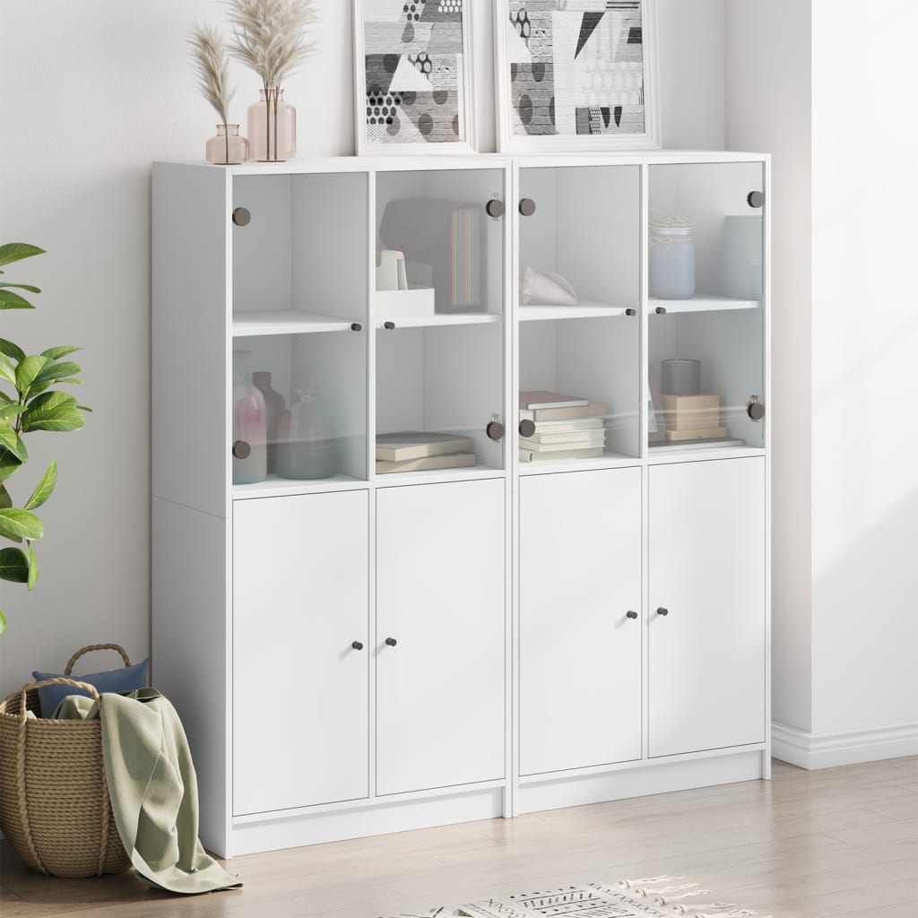 Regal za knjige s vratima bijeli 136 x 37 x 142 cm drveni