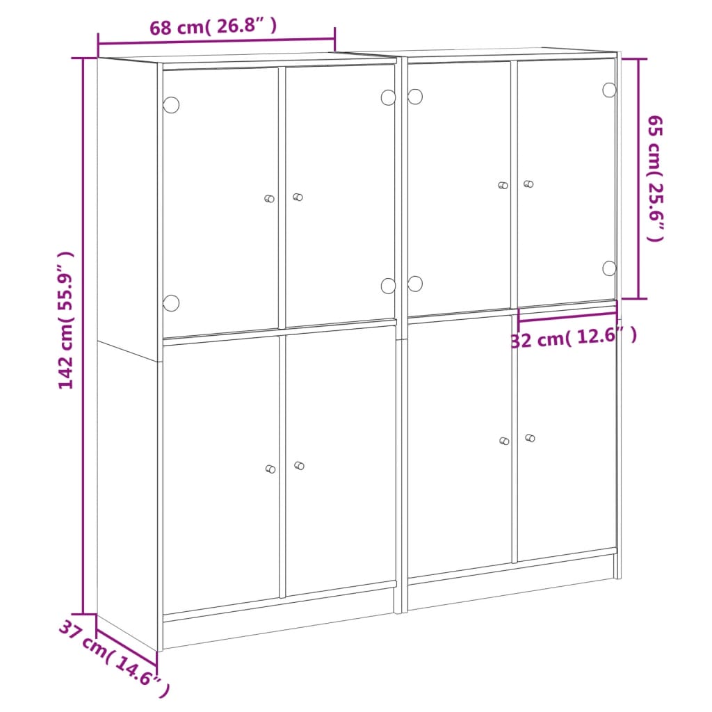 Regal za knjige s vratima bijeli 136 x 37 x 142 cm drveni
