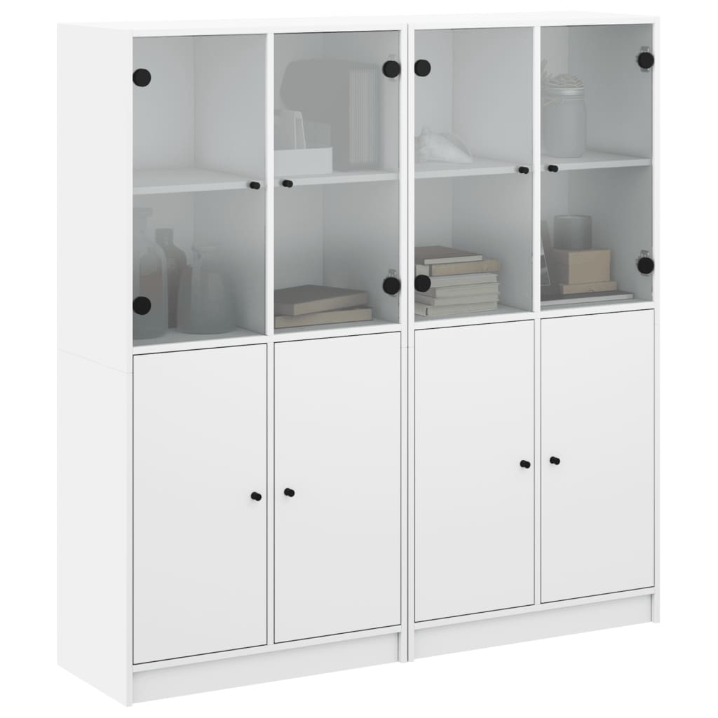 Regal za knjige s vratima bijeli 136 x 37 x 142 cm drveni