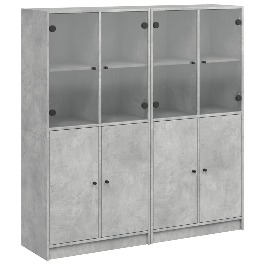 Regal za knjige s vratima boja betona 136x37x142 cm drveni