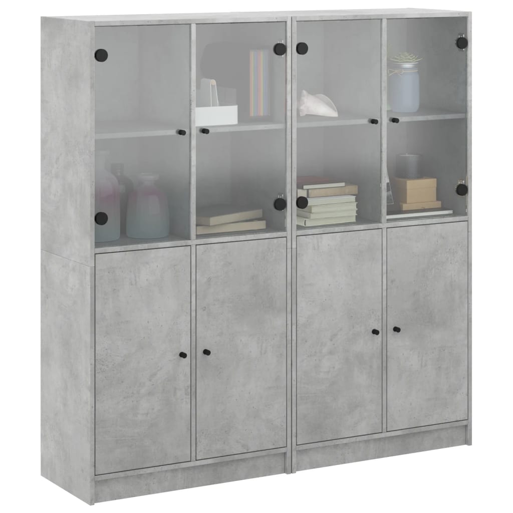 Regal za knjige s vratima boja betona 136x37x142 cm drveni