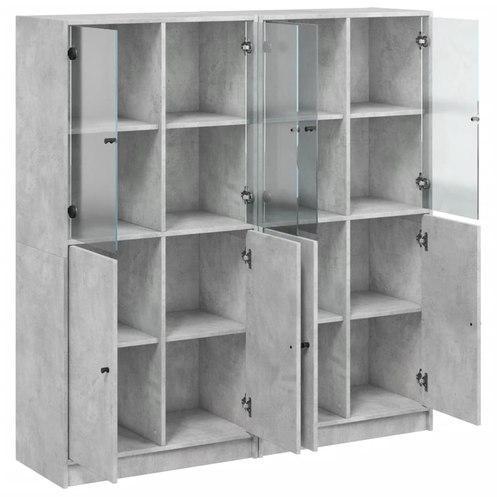 Regal za knjige s vratima boja betona 136x37x142 cm drveni