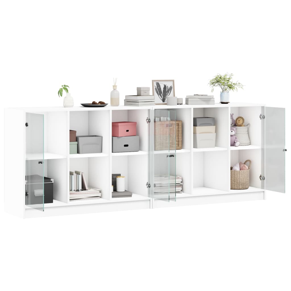 Regal za knjige s vratima bijeli 204x37x75 cm konstruirano drvo