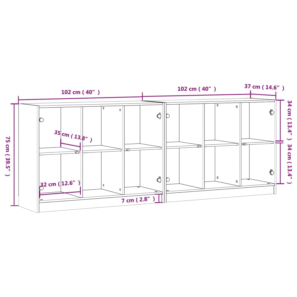 Regal za knjige s vratima bijeli 204x37x75 cm konstruirano drvo