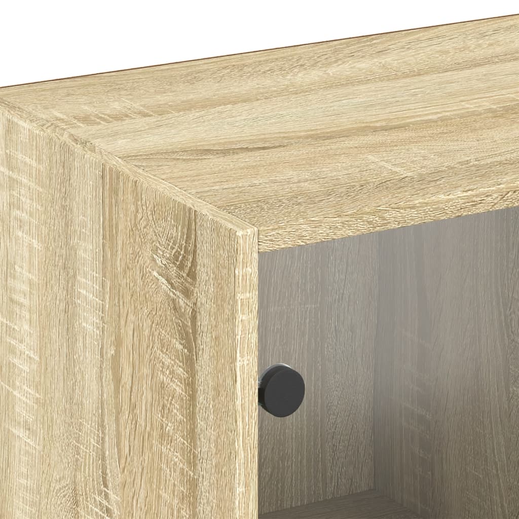 Regal za knjige s vratima boja hrasta 204 x 37 x 75 cm drveni