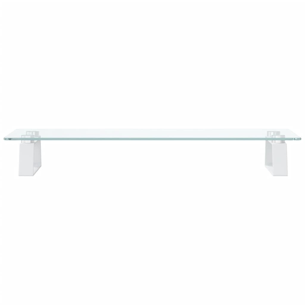 Stalak za monitor bijeli 60 x 20 x 8 cm kaljeno staklo i metal