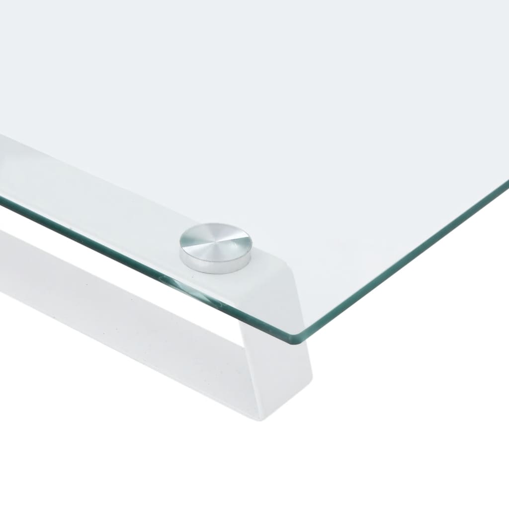 Stalak za monitor bijeli 60 x 20 x 8 cm kaljeno staklo i metal