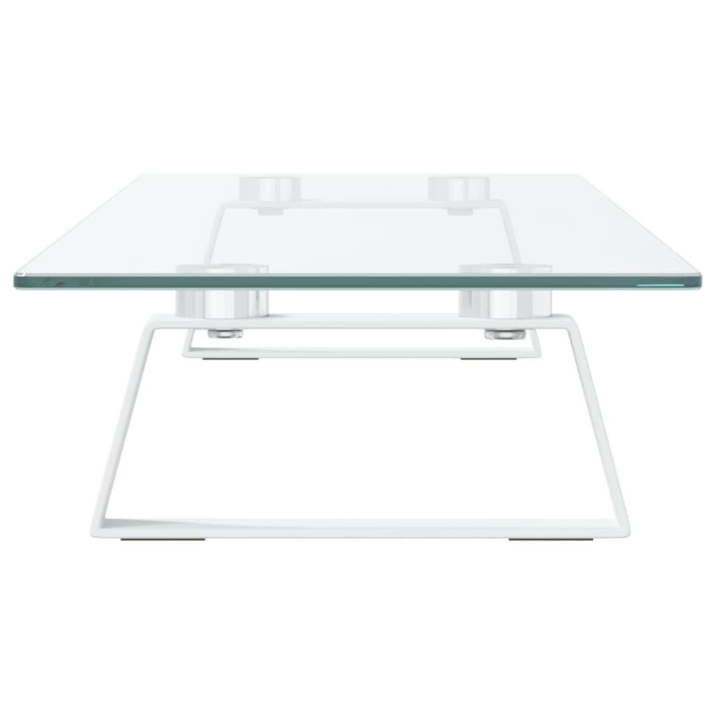 Stalak za monitor bijeli 80x20x8 cm kaljeno staklo i metal