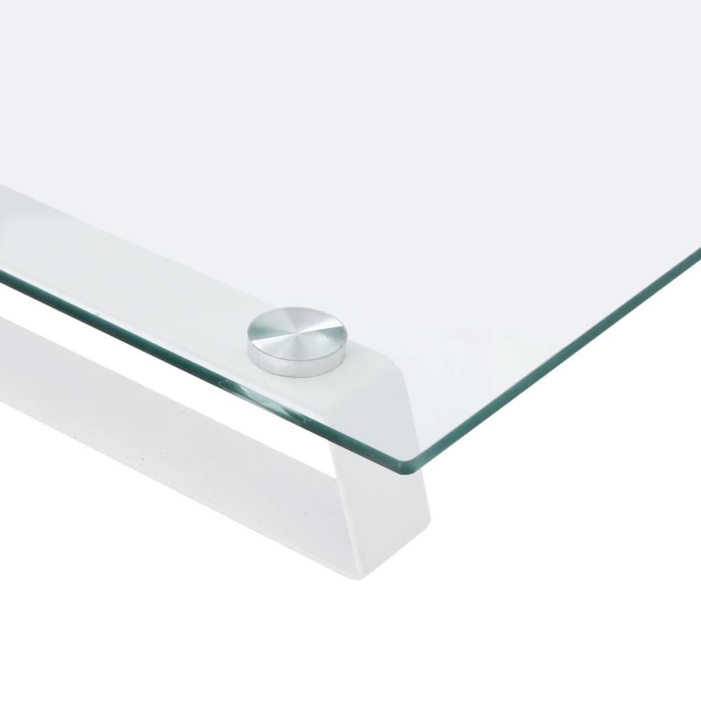 Stalak za monitor bijeli 60 x 35 x 8 cm kaljeno staklo i metal