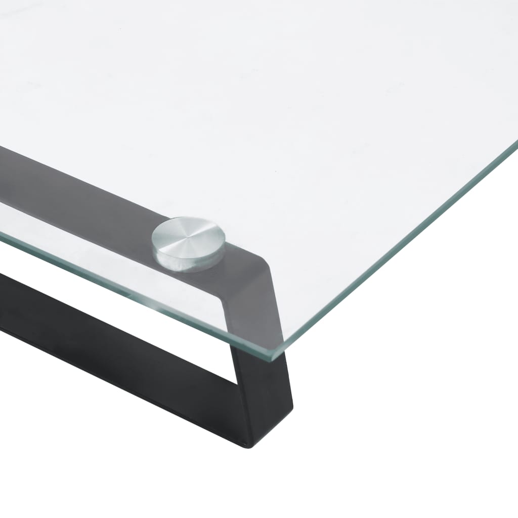 Stalak za monitor crni 60x20x8 cm kaljeno staklo i metal
