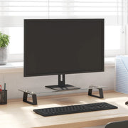 Stalak za monitor crni 60x20x8 cm kaljeno staklo i metal
