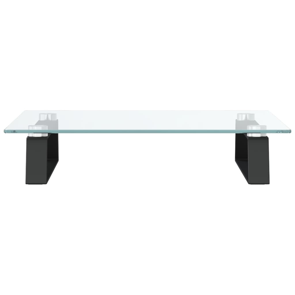 Stalak za monitor crni 40x35x8 cm kaljeno staklo i metal