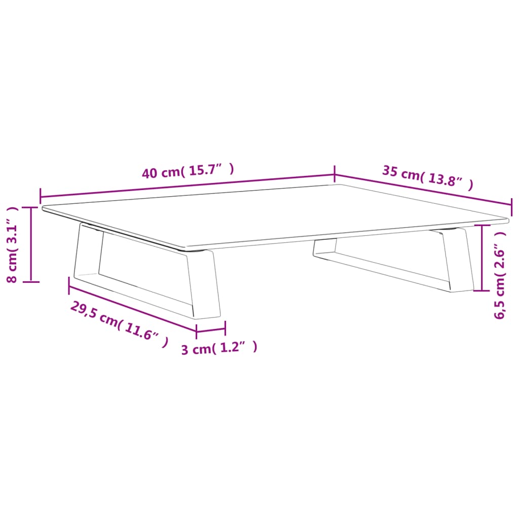 Stalak za monitor crni 40x35x8 cm kaljeno staklo i metal