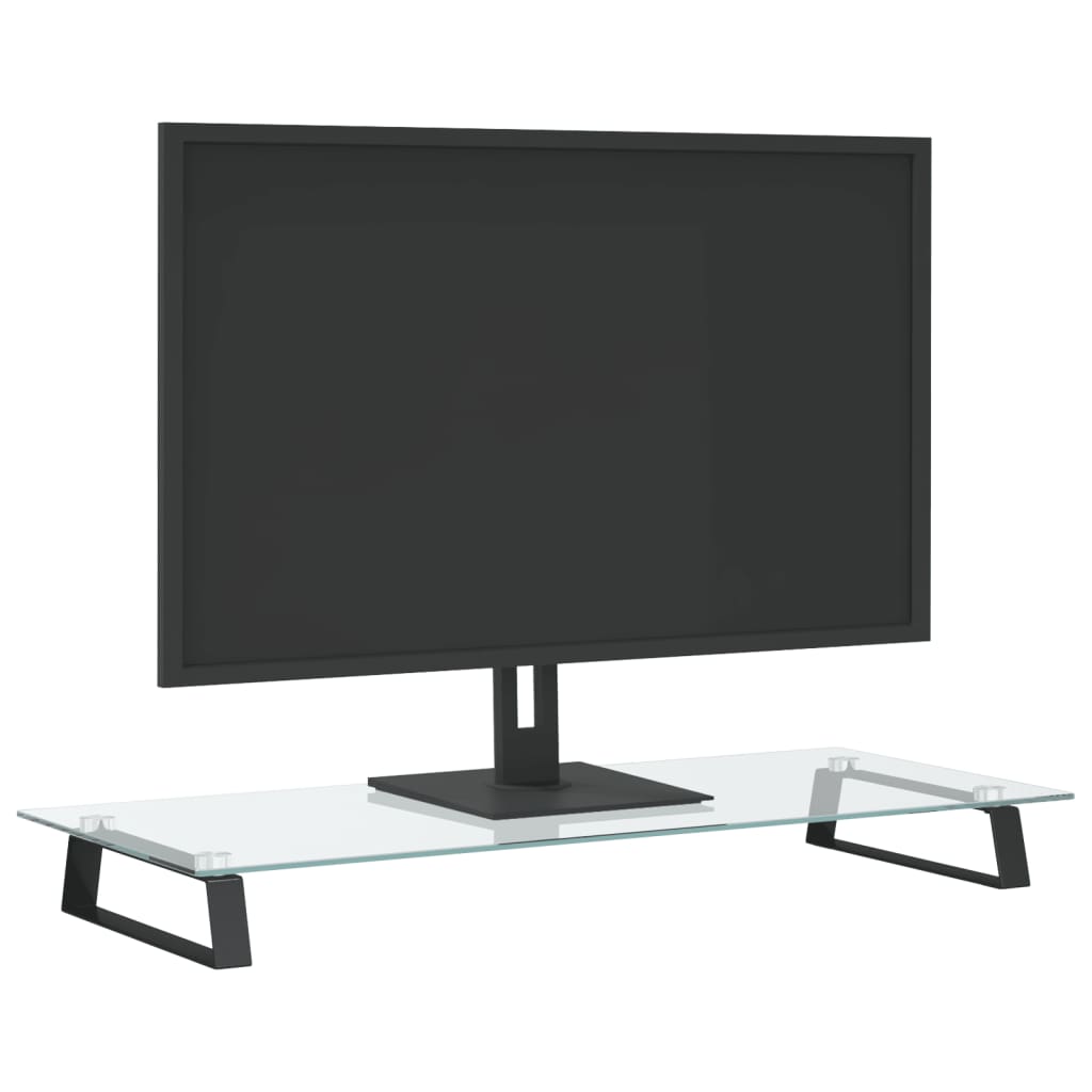Stalak za monitor crni 80x35x8 cm kaljeno staklo i metal