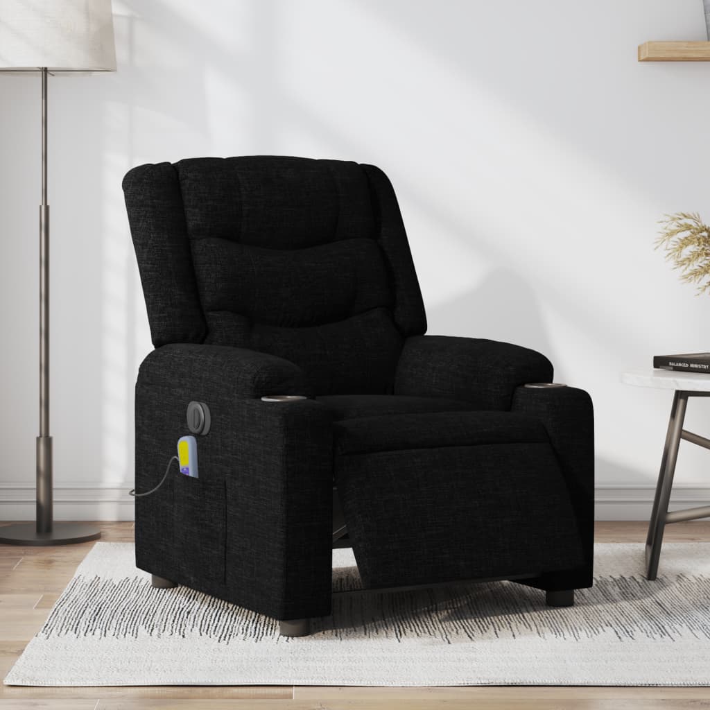 Električni masažni naslonjač od tkanine crni
