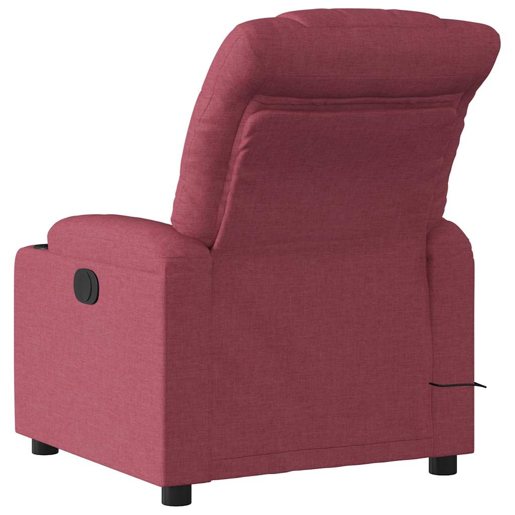 Električni masažni naslonjač od tkanine crvena boja vina