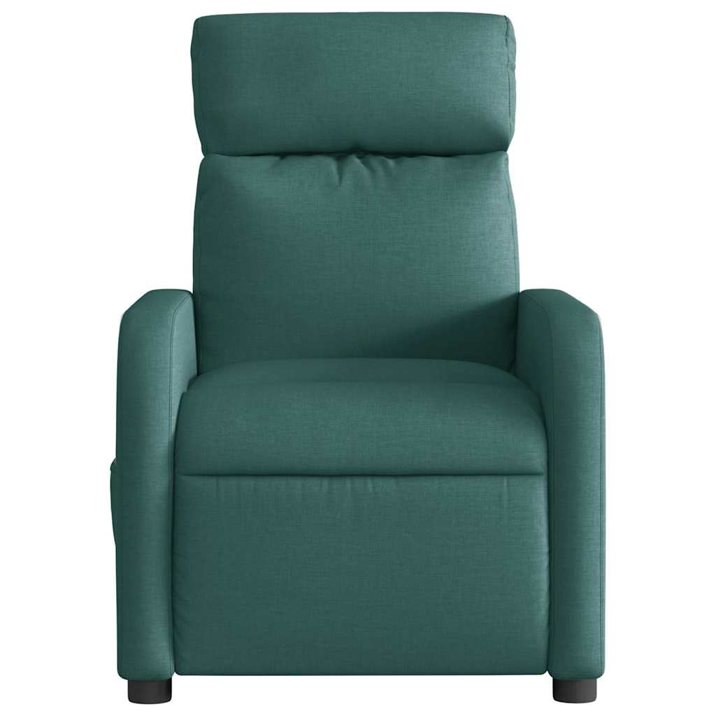 Električni masažni naslonjač od tkanine tamnozeleni