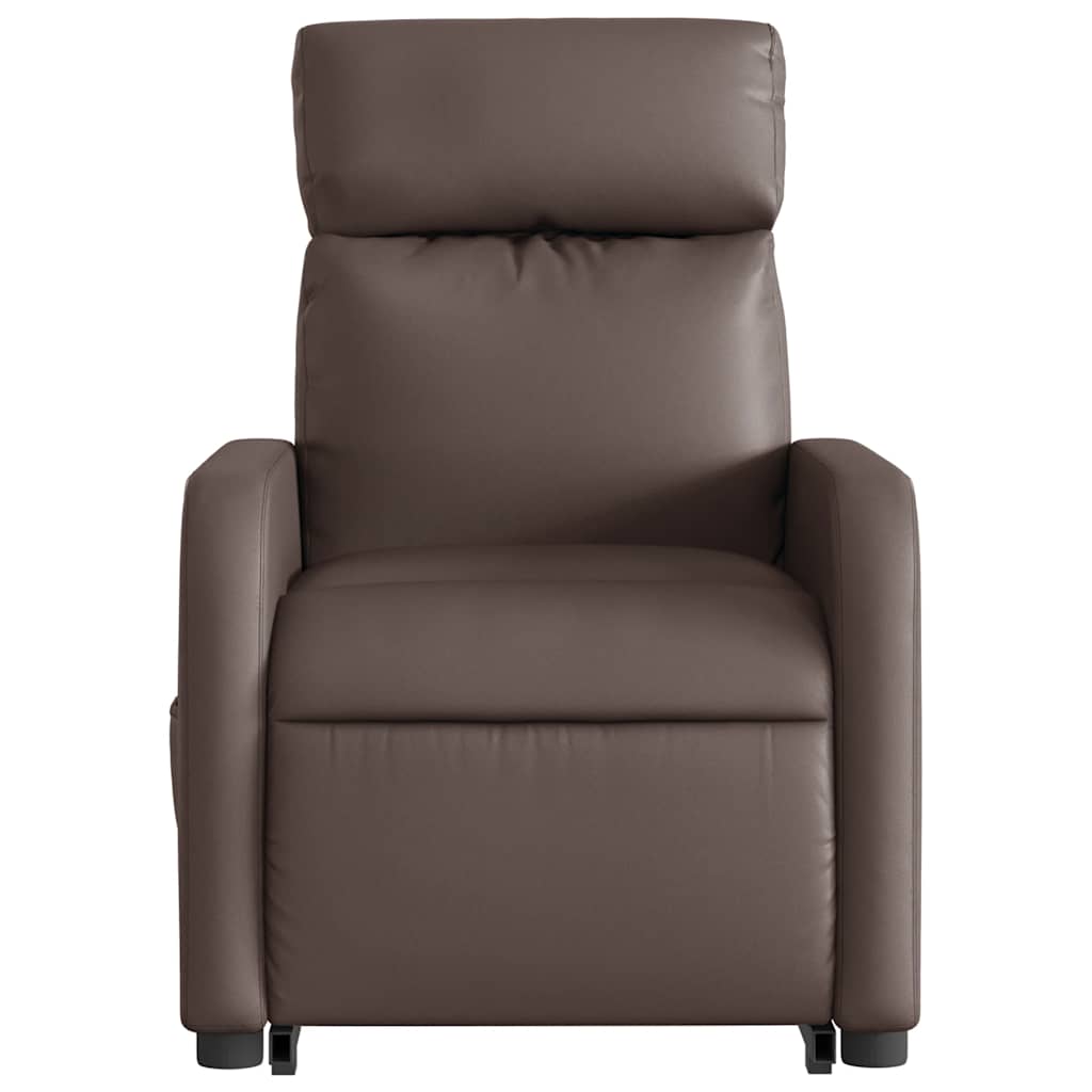 Električni masažni naslonjač na podizanje od umjetne kože smeđi