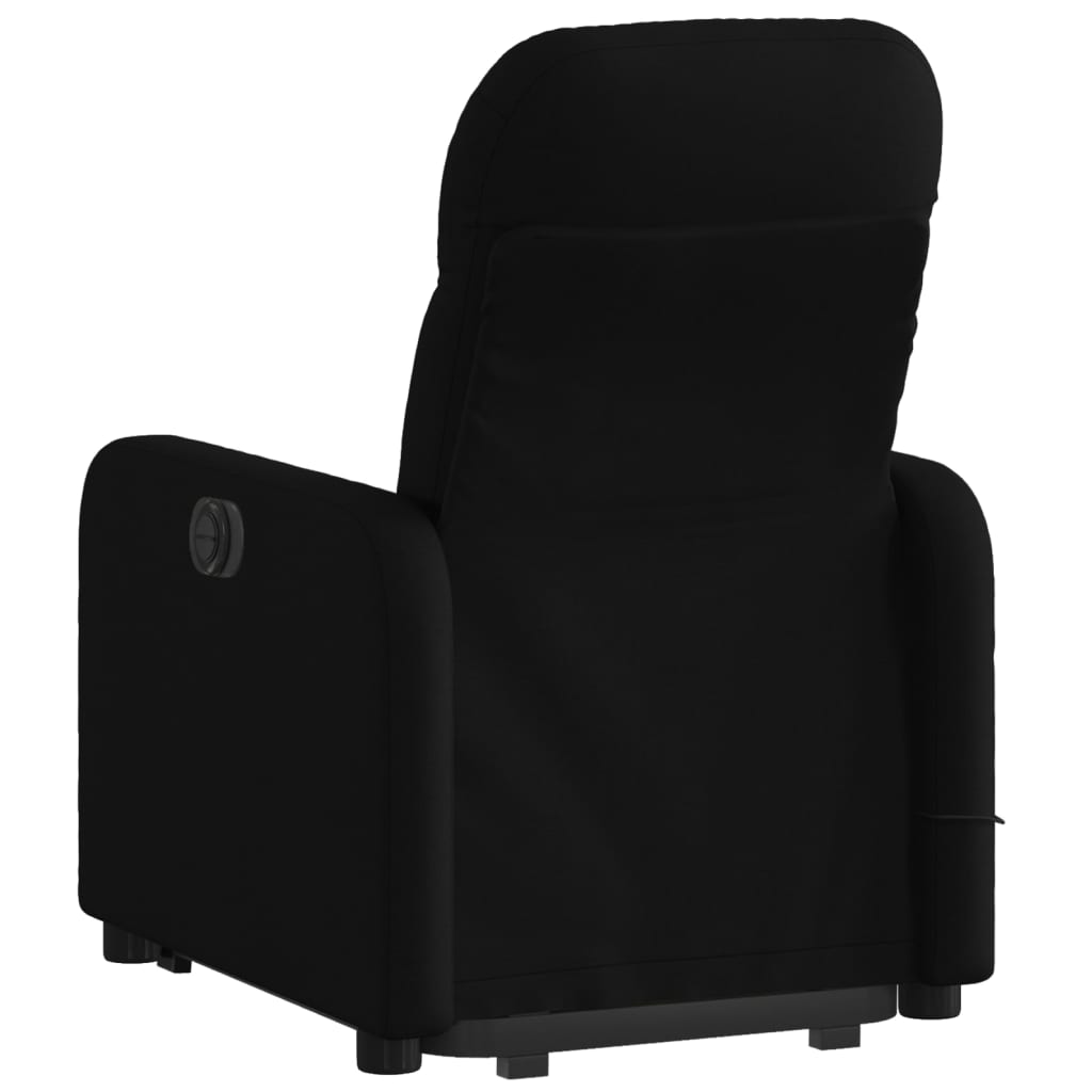Masažni naslonjač na podizanje od tkanine crni