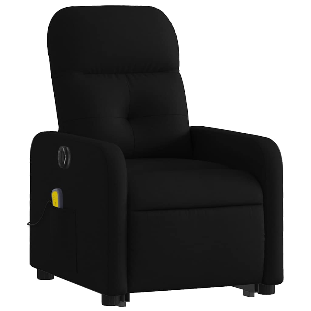 Električni masažni naslonjač na podizanje od tkanine crni