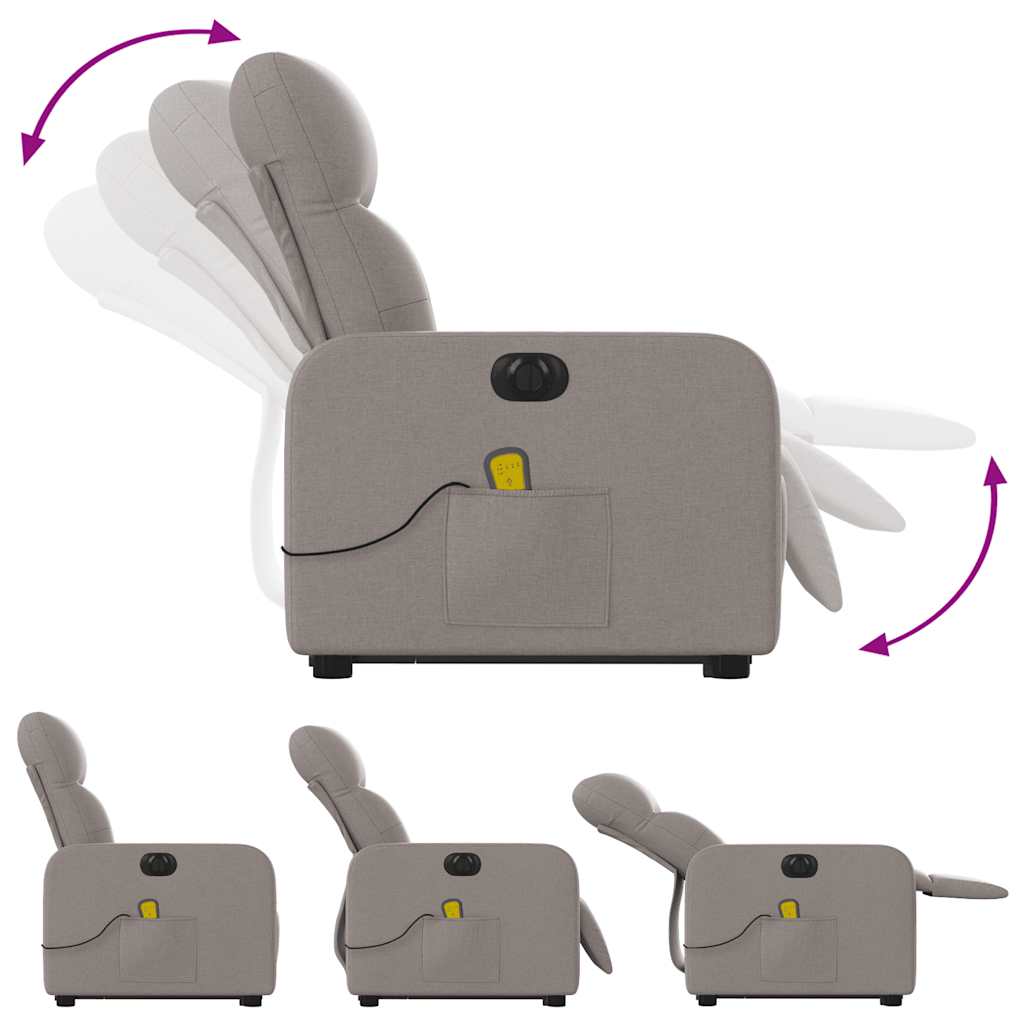 Električni masažni naslonjač na podizanje od tkanine smeđesivi
