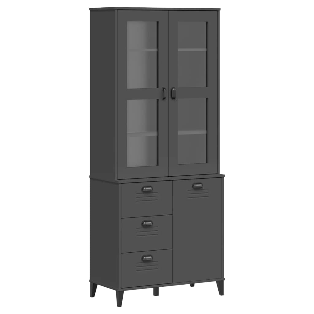 Visoka komoda VIKEN antracit siva 80x40x190 cm masivna borovina