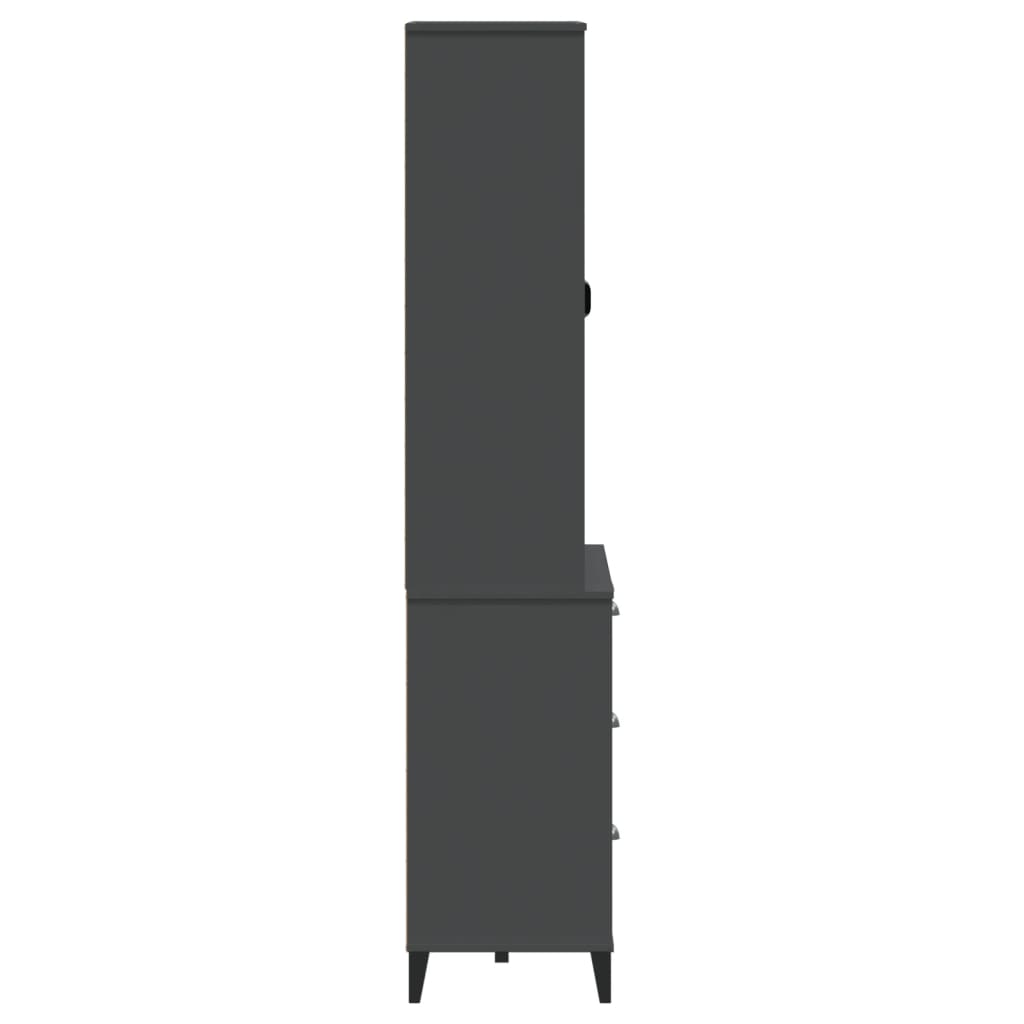 Visoka komoda VIKEN antracit siva 80x40x190 cm masivna borovina