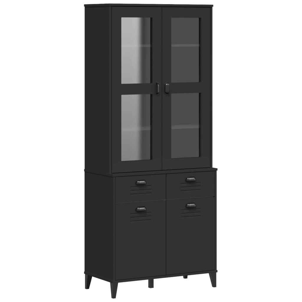Visoka komoda VIKEN crna 80 x 40 x 190 cm od masivne borovine