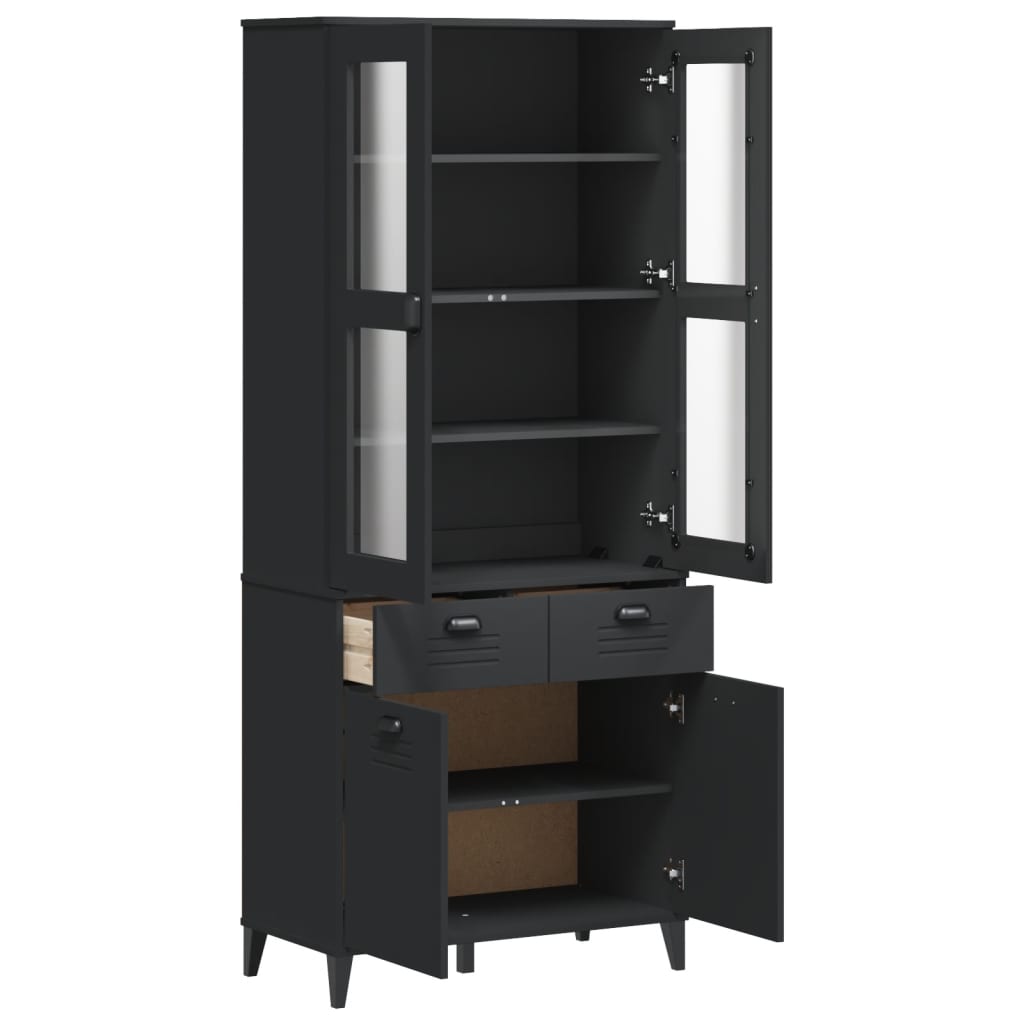Visoka komoda VIKEN crna 80 x 40 x 190 cm od masivne borovine