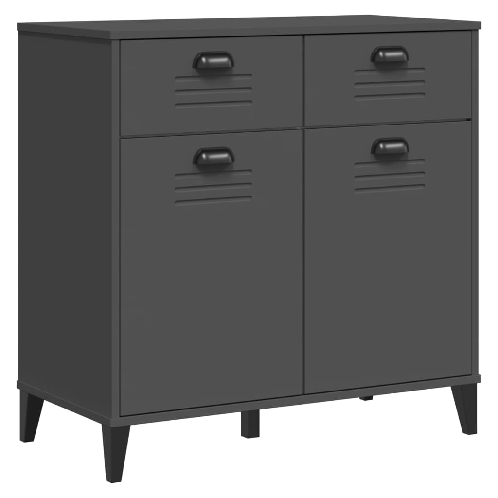 Visoka komoda VIKEN antracit siva 80x40x190 cm masivna borovina