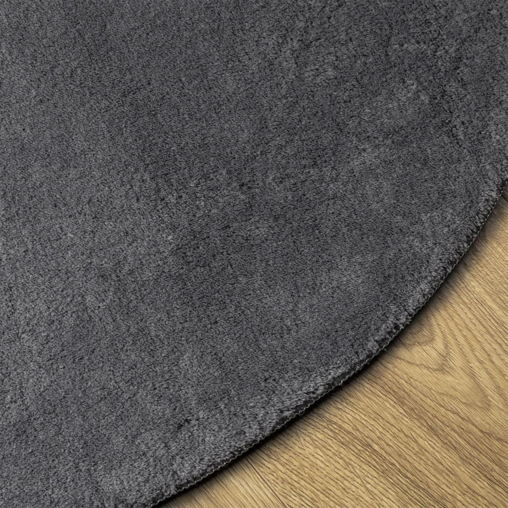 Tepih HUARTE kratkih vlakana mekani i perivi antracit Ø 80 cm