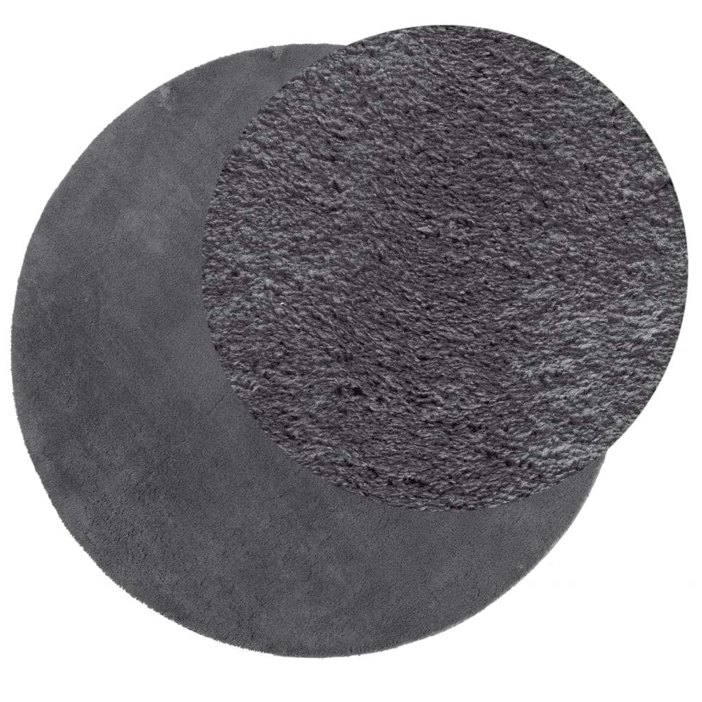 Tepih HUARTE kratkih vlakana mekani i perivi antracit Ø 120 cm