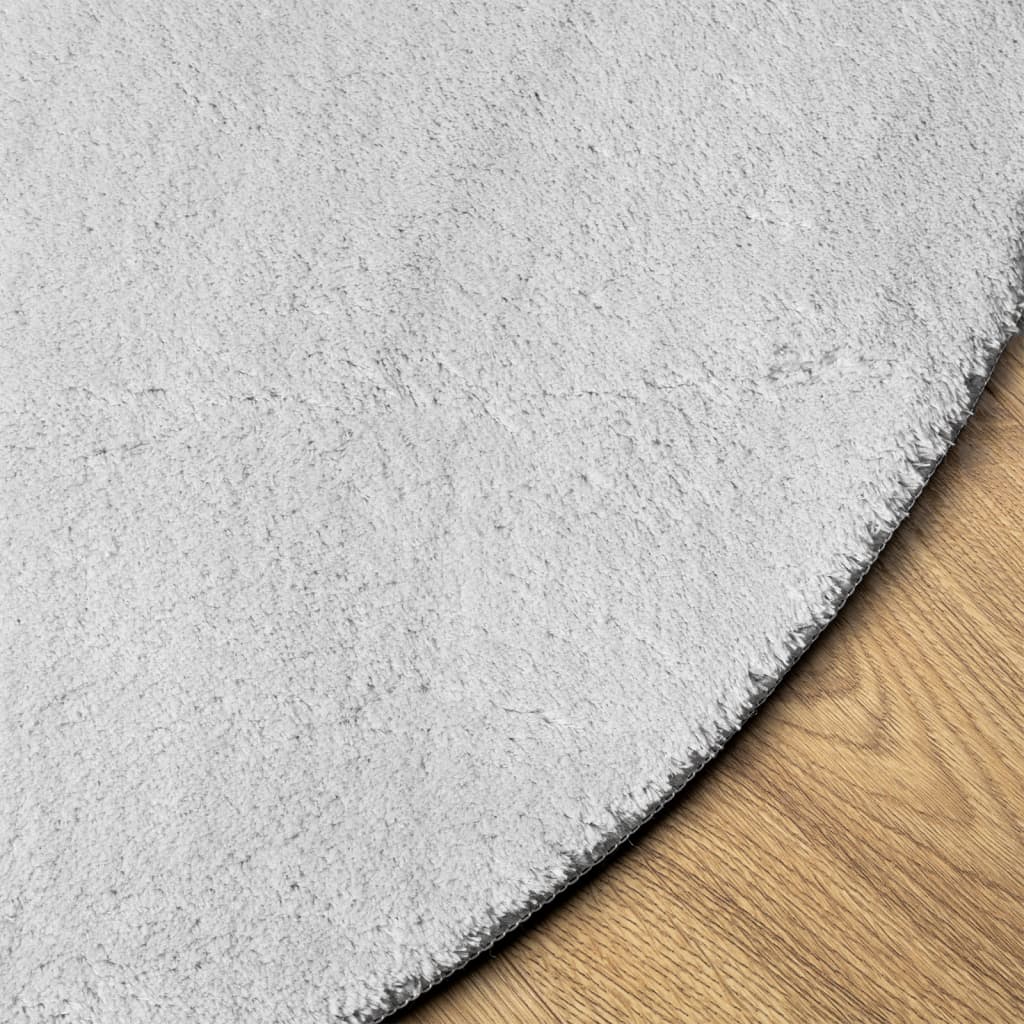 Tepih HUARTE kratkih vlakana mekani i perivi sivi Ø 80 cm