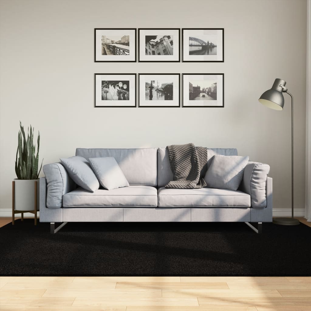 Tepih HUARTE kratkih vlakana mekani i perivi crni 160x230 cm