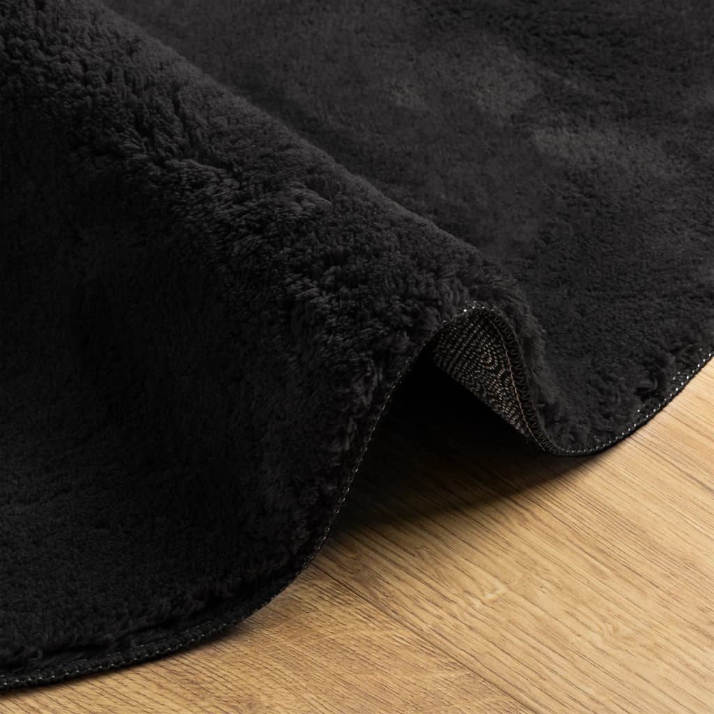 Tepih HUARTE kratkih vlakana mekani i perivi crni Ø 100 cm