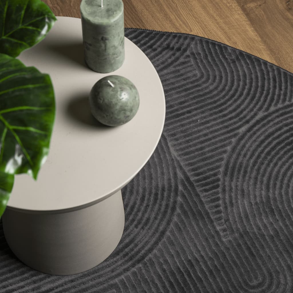 Tepih IZA kratka vlakna skandinavski izgled antracit Ø 120 cm