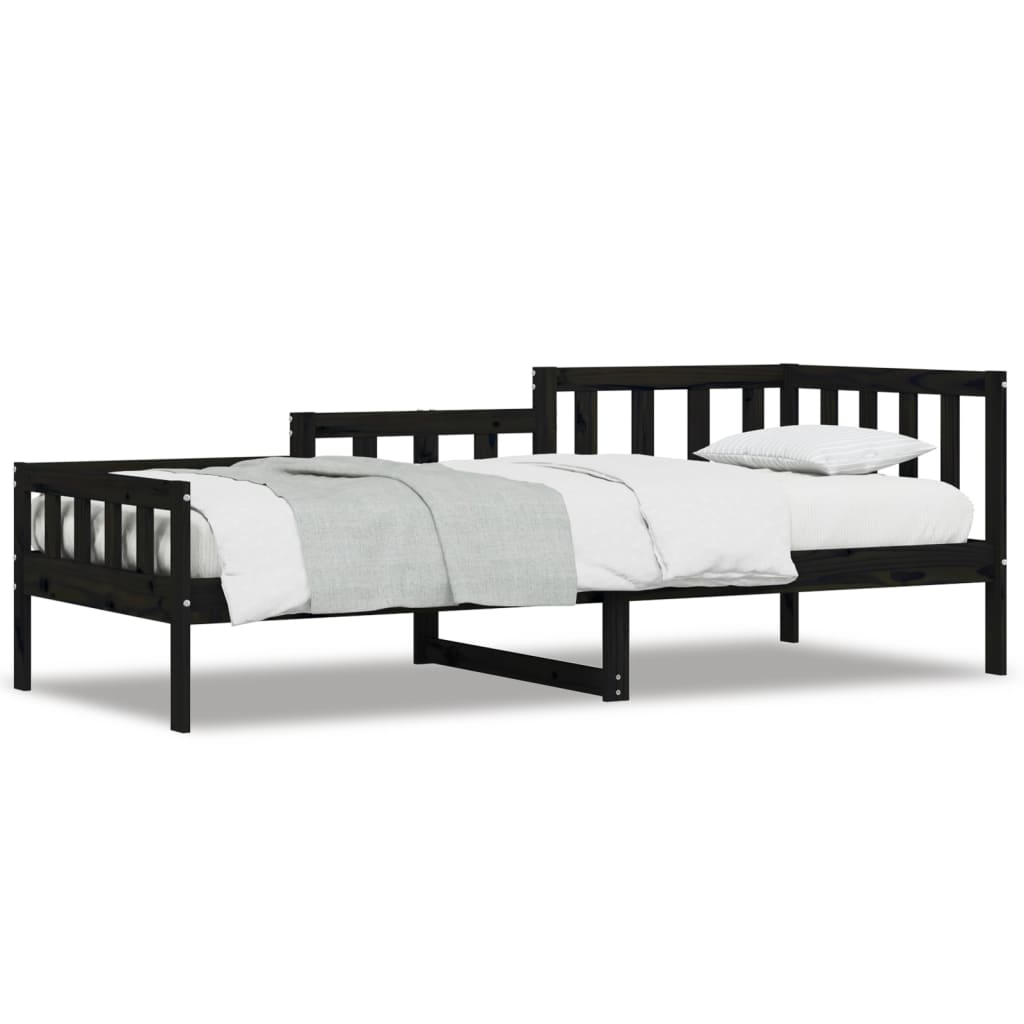 Dnevni ležaj crni 90 x 190 cm od masivne borovine