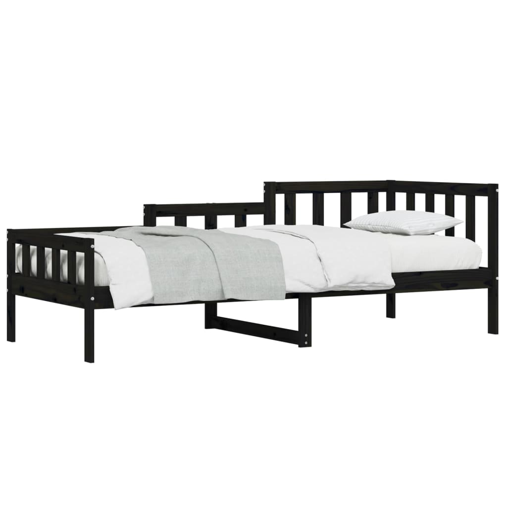 Dnevni ležaj crni 90 x 190 cm od masivne borovine