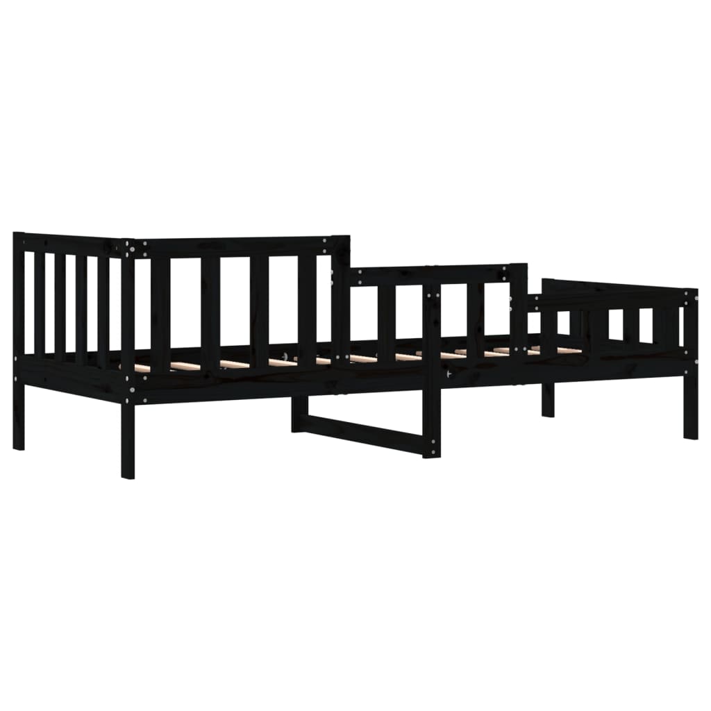 Dnevni ležaj crni 90 x 190 cm od masivne borovine