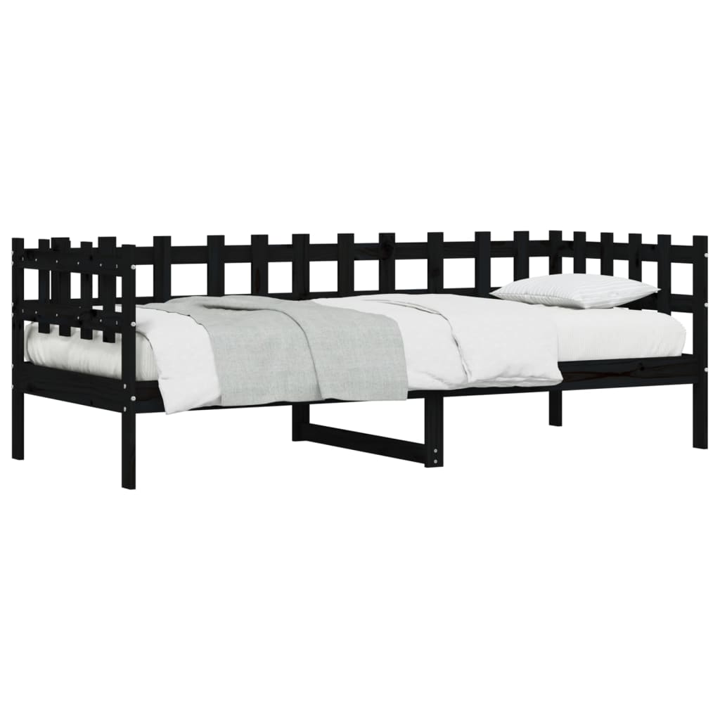 Dnevni ležaj crni 80 x 200 cm od masivne borovine