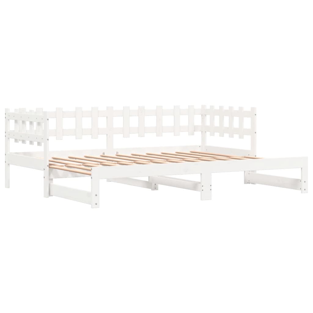 Dnevni ležaj na izvlačenje bijeli 2x(80x200)cm masivna borovina